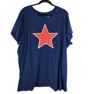 Heritage By Torrid Navy Blue T-shirt Red Star Women's Size 4 4th of July